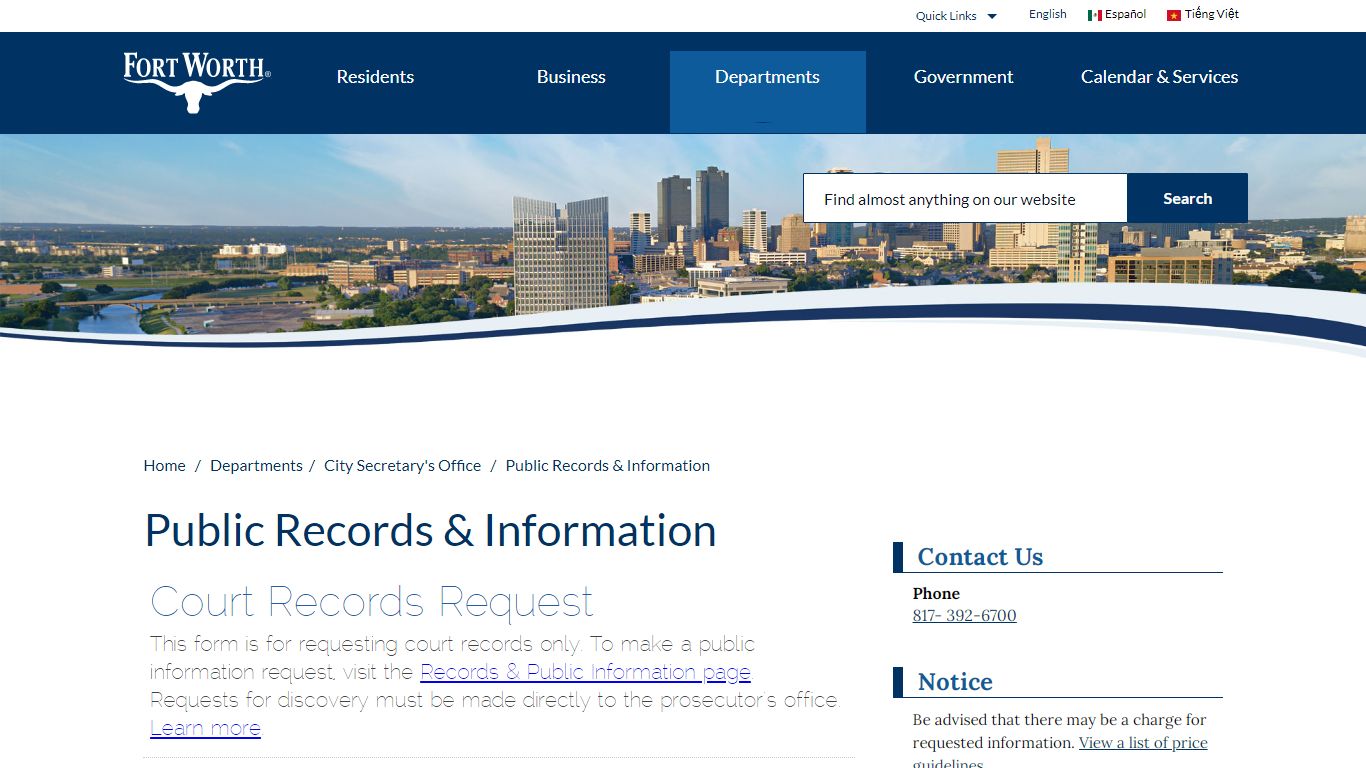 Public Records & Information – Welcome to the City of Fort Worth
