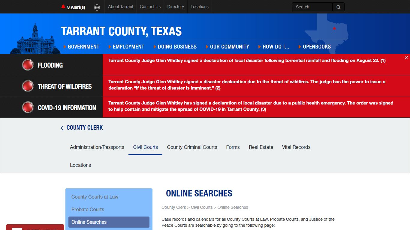 Online Searches Civil - Tarrant County TX